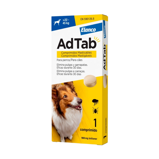 AdTab 900 mg antiparasitário para cães de mais de 22 a 45 kg