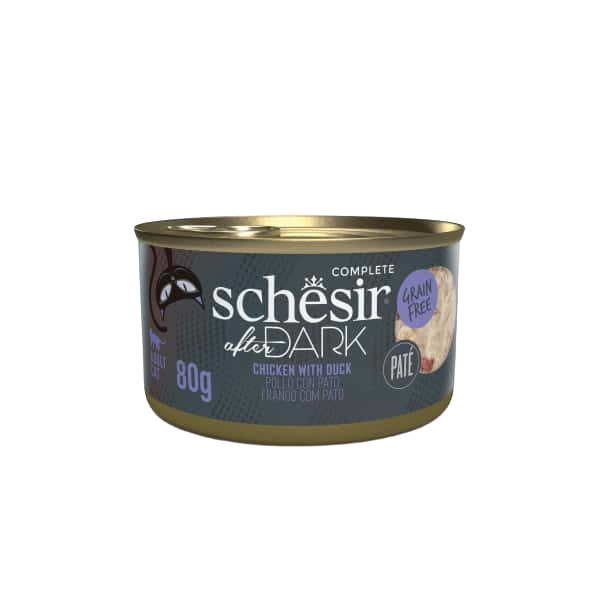Comida húmida para gatos Schesir After Dark patê frango com pato, 80 g