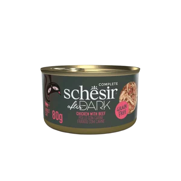Comida húmida para gatos Schesir After Dark frango com vaca, 80 g