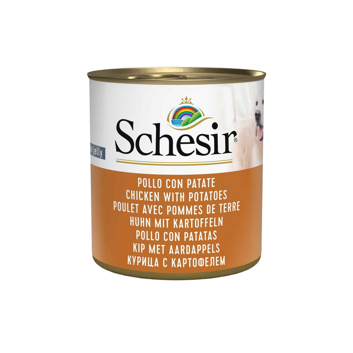 Comida húmida para gatos Schesir frango com batatas, lata 285 g