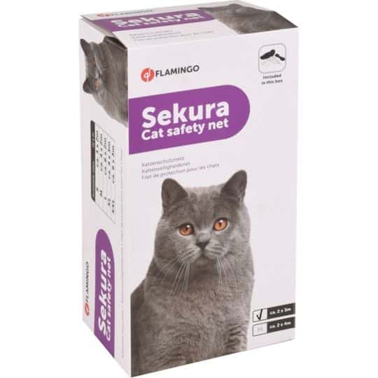 Rede de segurança para gatos Flamingo preta, 2 × 3 m, corda 11 mm – imagem 2