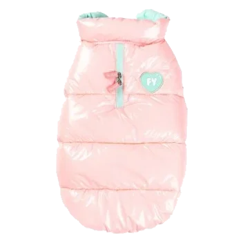 Casaco acolchoado para cães FuzzYard Amor rosa-chiclete