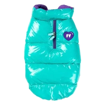 Casaco acolchoado para cães FuzzYard Amor turquesa