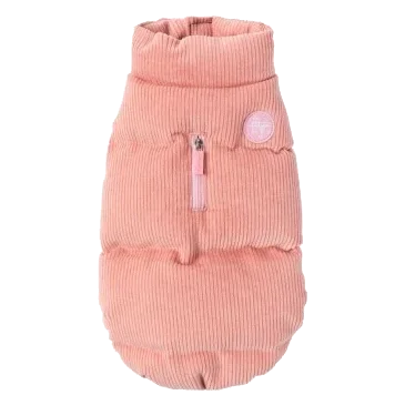 Casaco acolchoado para cães FuzzYard Mosman rosa com gola de bombazina