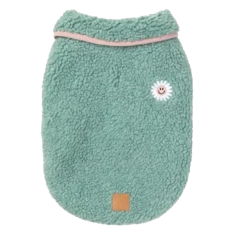Casaco sherpa para cães FuzzYard Hana verde-salva