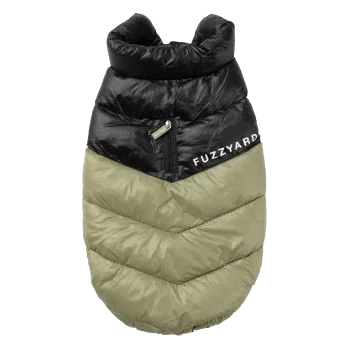 Casaco acolchoado para cães FuzzYard South Harlem verde-oliva