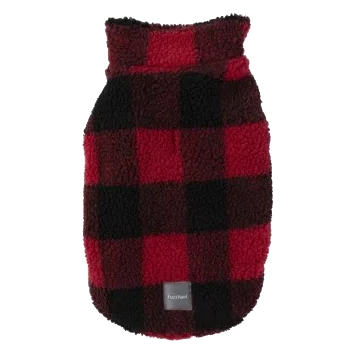 Casaco polar para cães FuzzYard The Lumberjack aos quadrados vermelho e preto
