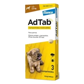 AdTab antiparasitário para cães, embalagem de 3 comprimidos