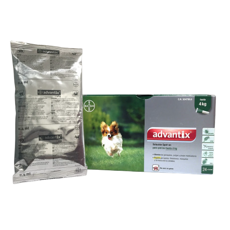 Pipetas para cães Advantix 0–4 kg, 4 pipetas (blister)