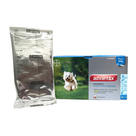 Pipetas para cães Advantix 4–10 kg, 4 pipetas (blister)