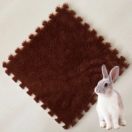 Alfombrillas encajables de peluche 30 x 30 cm para jaulas de roedores, 1 unidad / marrón - ZONLIDOOG