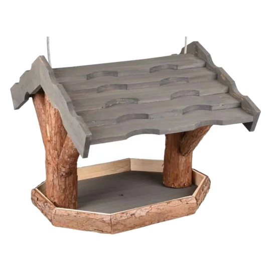 Comedouro para pássaros Bora cinzento em forma de casa