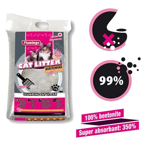 Areia aglomerante para gatos com aroma a pó de talco, 7 kg