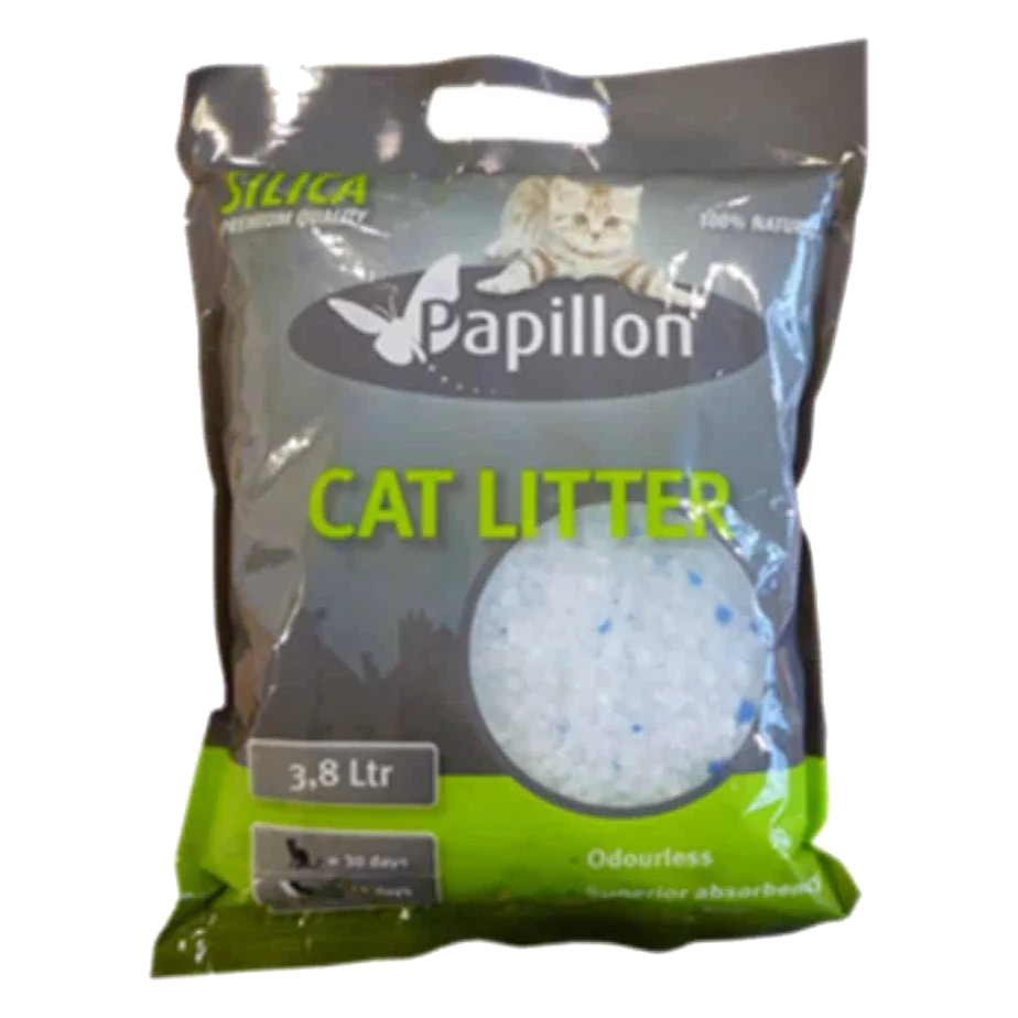 Areia de sílica para gatos Papillon, 16 litros