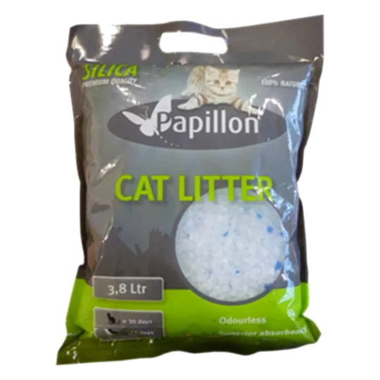 Areia de sílica para gatos Papillon, 3,8 litros