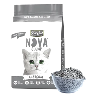 Areia para gatos vegetal aglomerante Kit Cat NovaClump carvão 7 L