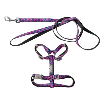 Peitoral para gatos com trela FuzzYard Wild One Bubblegum