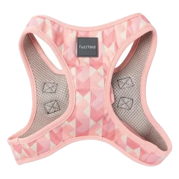 Peitoral step-in para cães FuzzYard Pink Lemonade respirável e refletor