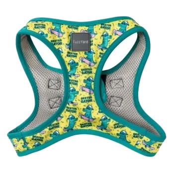 Peitoral step-in para cães FuzzYard Sk8ter Gator respirável e refletor