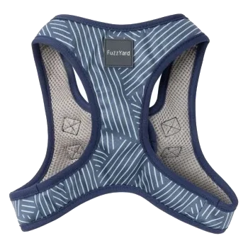 Peitoral step-in para cães FuzzYard Thornbury Aegean Blue respirável e refletor