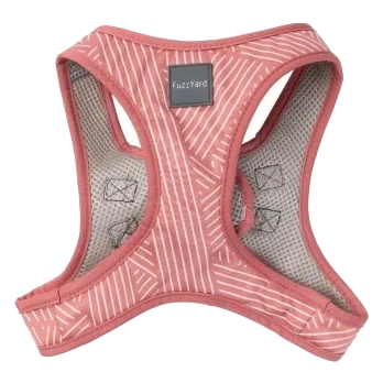 Peitoral step-in para cães FuzzYard Thornbury Brick Red respirável e refletor