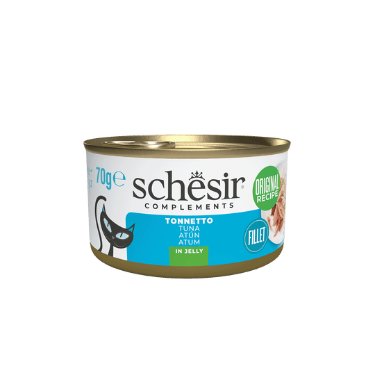 Comida húmida para gatos Schesir atum em gelatina, lata 70 g