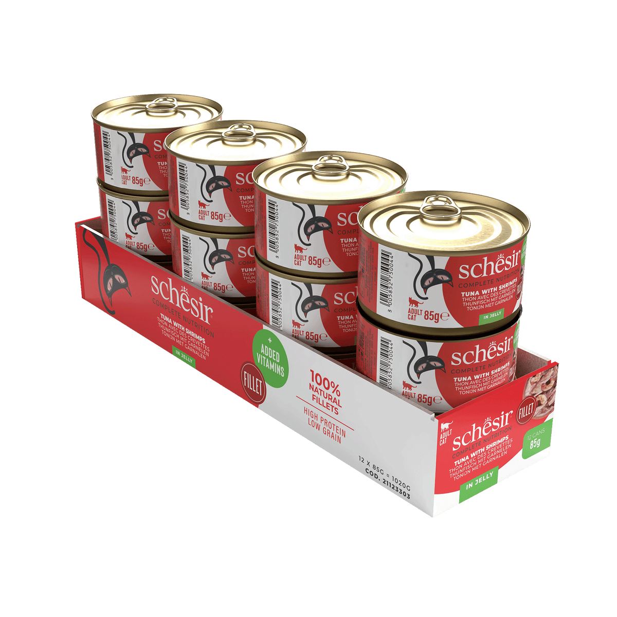 Comida húmida para gatos Schesir atum com camarões, lata 85 g – imagem 2