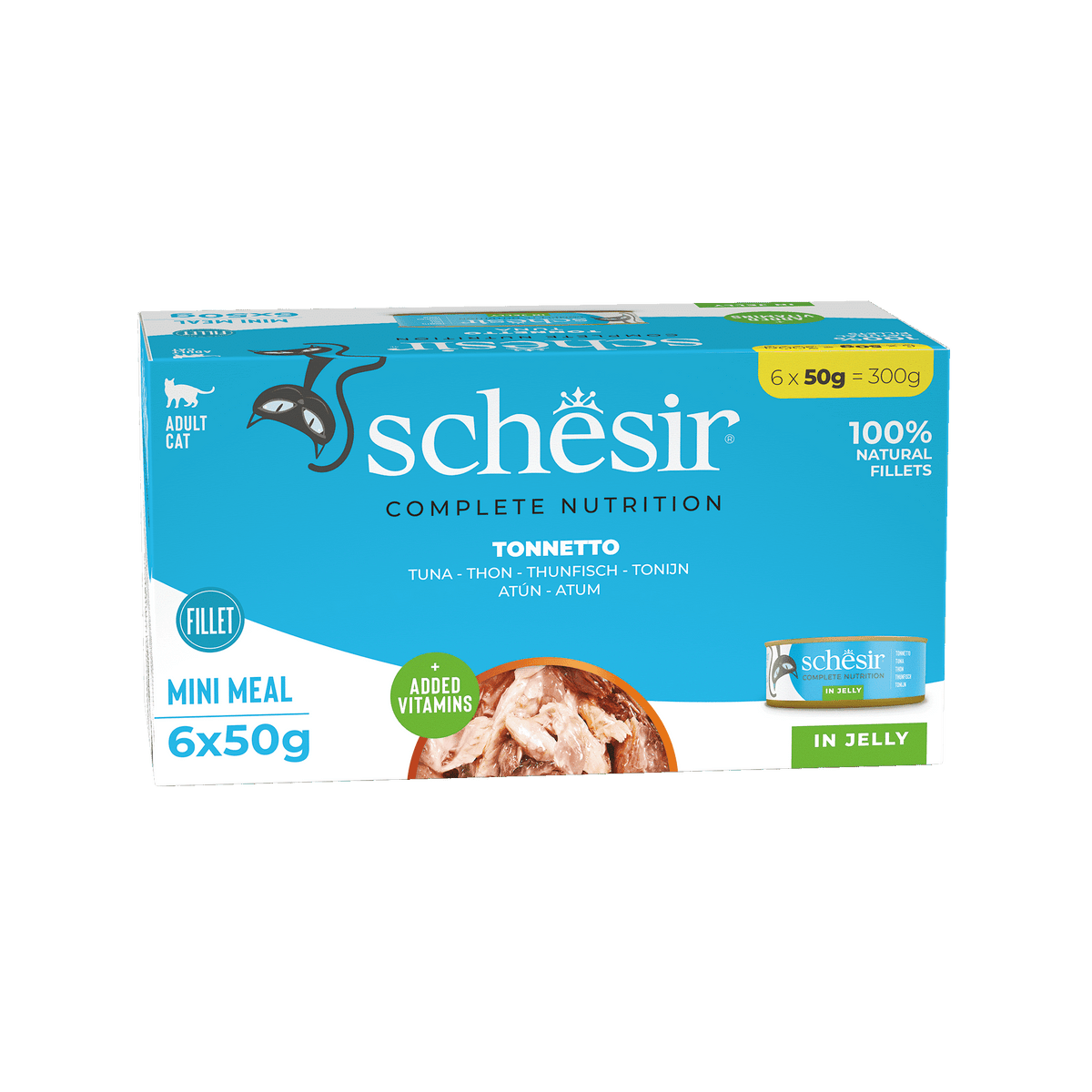 Comida húmida para gatos Schesir atum, 6 × 50 g, multipack