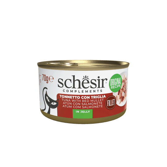 Comida húmida para gatos Schesir atum com salmonete, lata 70 g