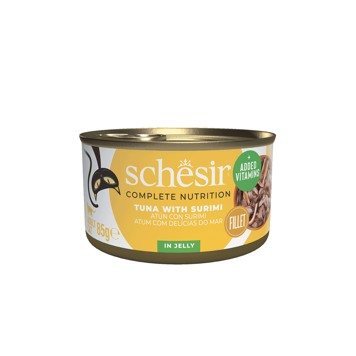 Comida húmida para gatos Schesir atum com surimi, lata 85 g