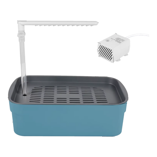 Banheira para pássaros com duche automático azul grande e bomba USB