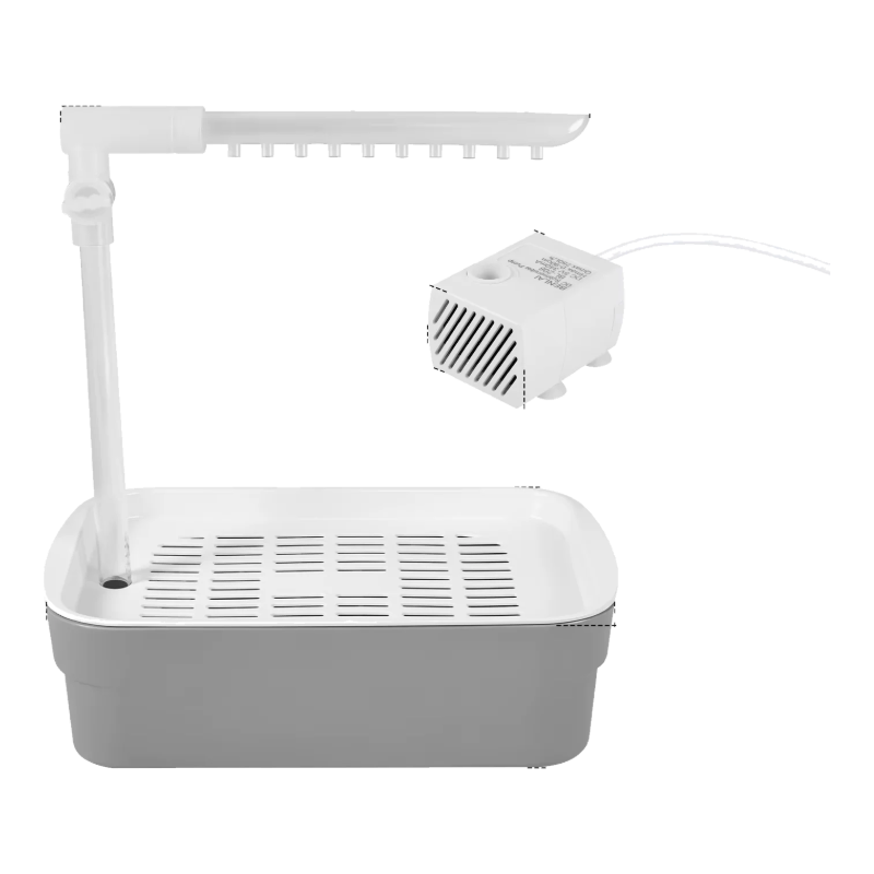 Banheira para pássaros com duche automático cinzenta pequena e bomba USB