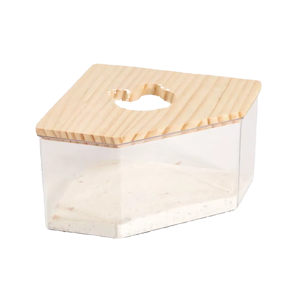Baño de arena acrílico con tapa de madera para hámster - ZONLIDOOG