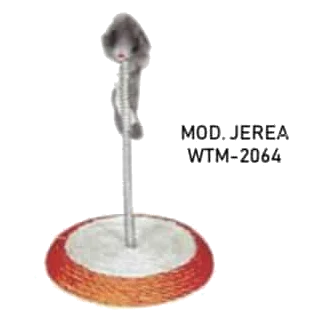 Base redonda arranhador em sisal com mola e rato para gatos, 13 cm de diâmetro