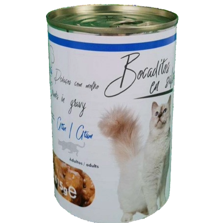 Comida húmida para gatos pedaços em molho sabor atum 415 g