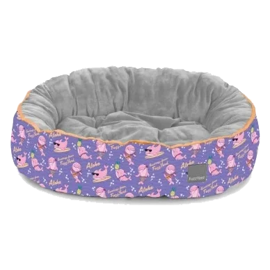 Cama reversível oval para cão FuzzYard Aloha Dolphins