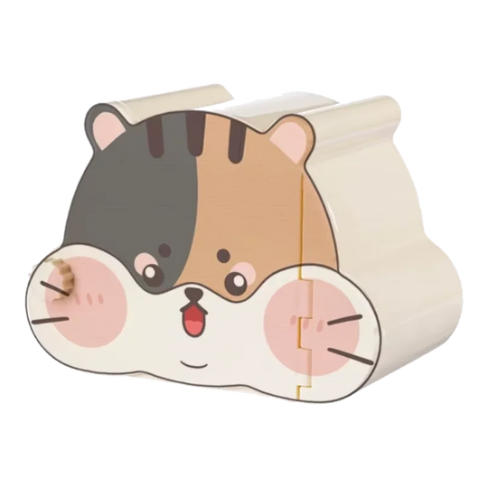 Casinha esconderijo para hamster com desenho tricolor
