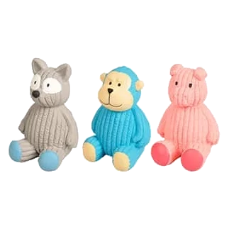 Porco, urso e gorila de látex para cães, pack de 3, 12 cm