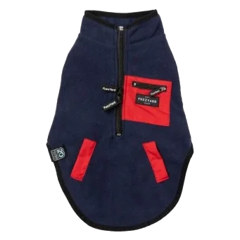 Colete sherpa para cães FuzzYard Fitzroy azul-marinho