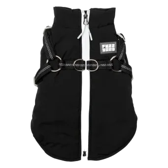 Casaco para cão com peitoral FuzzYard Horizon preto