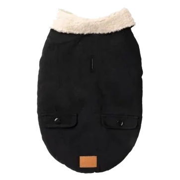 Casaco com forro sherpa para cães FuzzYard Frontier preto