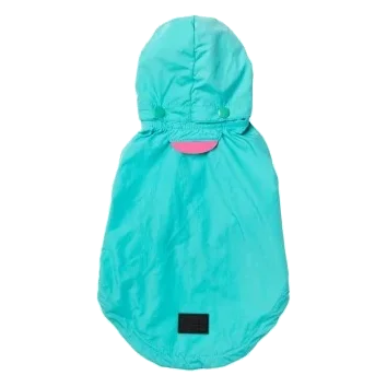 Impermeável com capuz para cães FuzzYard Evo verde-azulado