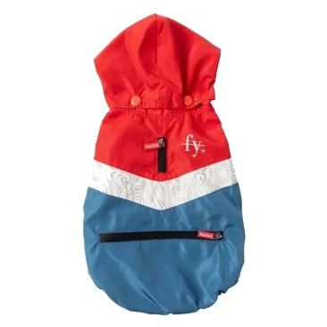 Impermeável para cães FuzzYard The Seattle vermelho e azul