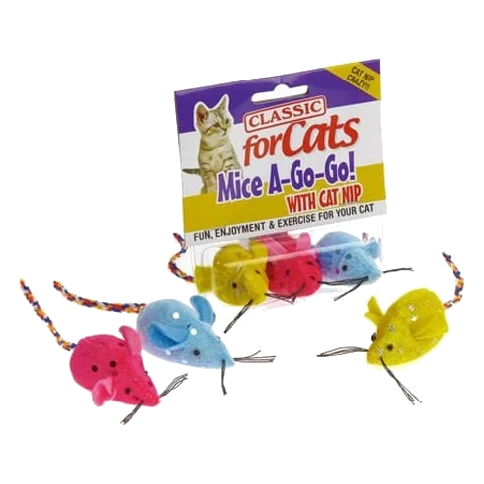 Ratinhos de brincar para gatos Classic Big Ear Glitter Mice 3 unid.