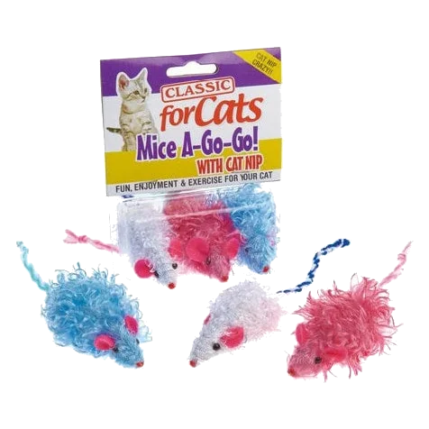 Ratinhos de brincar para gatos Classic Curly Cutie Mice 3 unid.