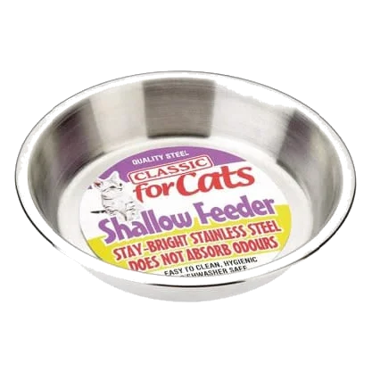 Taça para gatos Classic Shallow Stainless Steel Cat Dish 500 ml