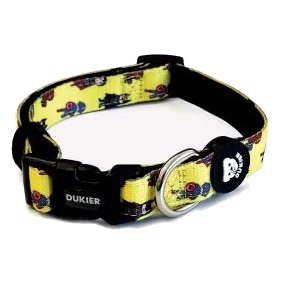 Coleira para cães Dukier Superheroes, vermelho e amarelo, forrada a neopreno, 15 mm