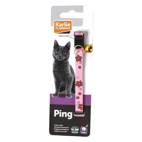 Coleira para gatos com flor rosa