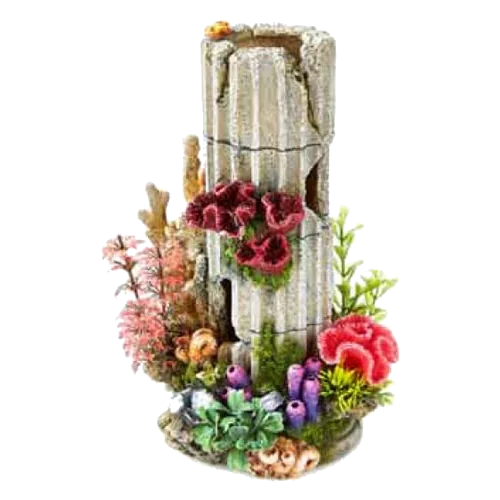 Coluna de pedra com plantas decoração para aquário