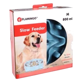 Comedouro lento Beno azul Flamingo para cães, tamanho M, 800 ml